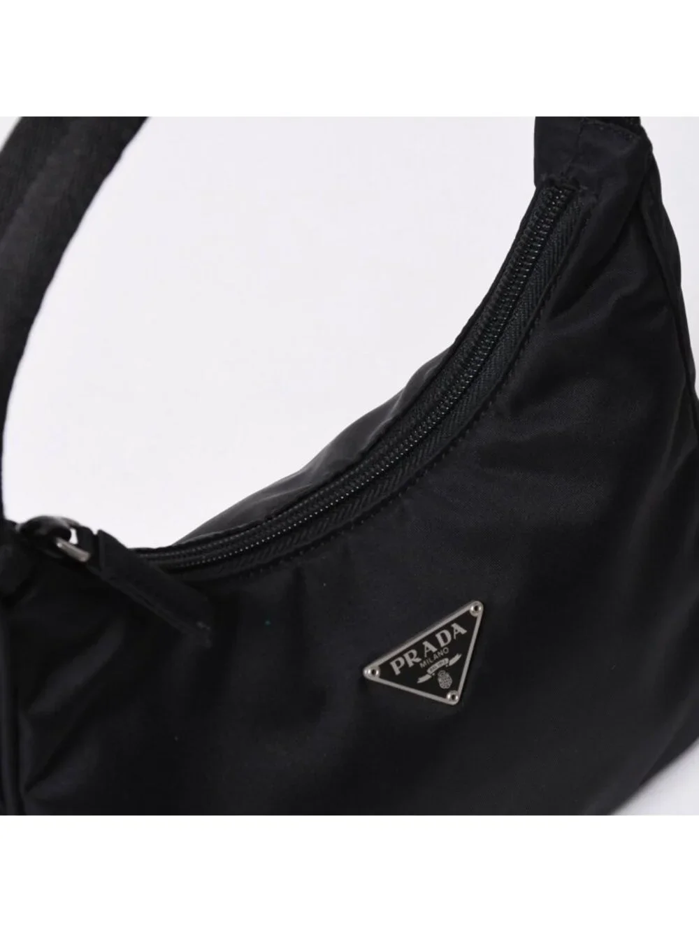 Prada Hobo Handbag Nylon Black